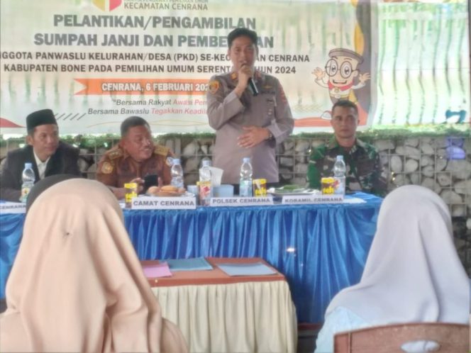 
 Kapolsek Cenrana Polres Bone Hadiri Pelantikan Dan Pengambilan Sumpah Anggota Panwaslu