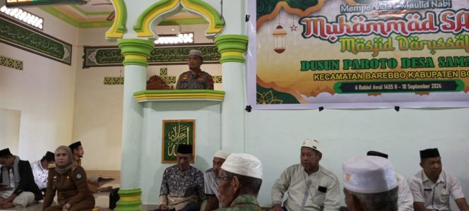 
 Hadiri peringatan Maulid Nabi Muhammad SAW, Kapolsek Barebbo sampaikan Pesan-pesan Kamtibmas Jelang Pilkada