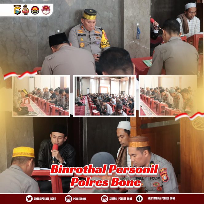 
 Binrohtal Personel Polres Bone dan Pengajian Rutin Bhayangkari: Ustadz Agussalim Beri Siraman Rohani