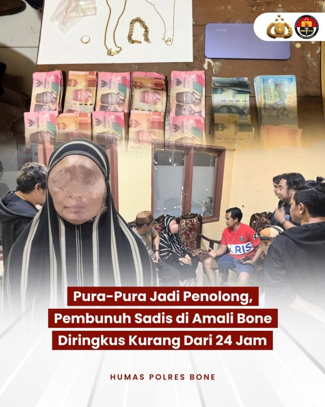 
 Pura-pura Jadi Penolong, Pembunuh Sadis di Amali Bone Diringkus Kurang dari 24 Jam