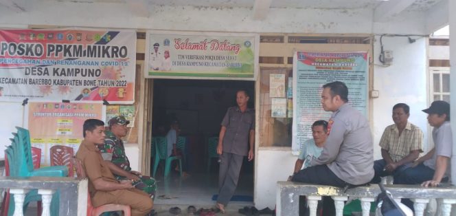 
 Bentuk Kerja sama Bhabinkamtibmas Polsek Barebbo Aipda Andi Faesal Laksanakan Sambang dan DDS di Desa Kampuno