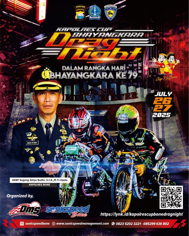 
 Polres Bone Siap Meriahkan Hari Bhayangkara ke-79 dengan Kapolres Cup Drag Night