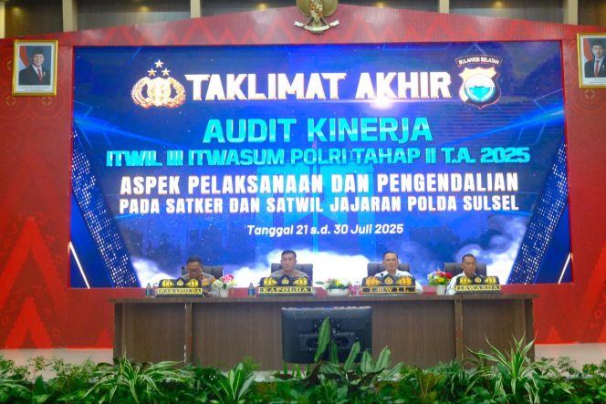 
 Taklimat Akhir dan Penutupan Audit Kinerja Itwasum Polri Tahap II T.A 2025 di Polda Sulsel