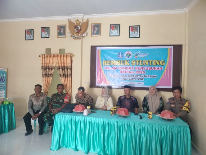 
 Bhabinkamtibmas Hadiri Rembuk Stunting dalam Penyusunan RKPDes 2026 di Desa Congko, Barebbo