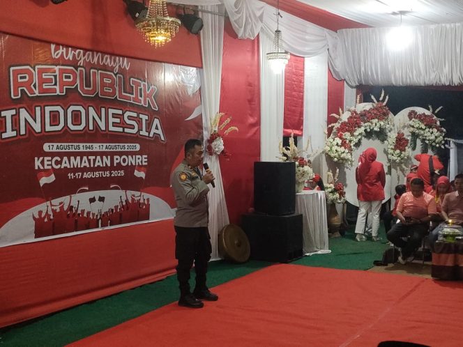 
 Sinergi dan kebersamaan, Kapolsek Ponre hadiri pembukaan perkemahan dan malam kesenian dalam rangka HUT RI ke 80