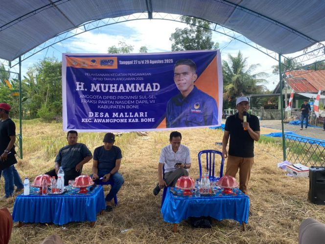 
 Kanit Intelkam Polsek Awangpone Memantau Pengawasan APBD Tahun Anggaran 2025 di Desa Mallari