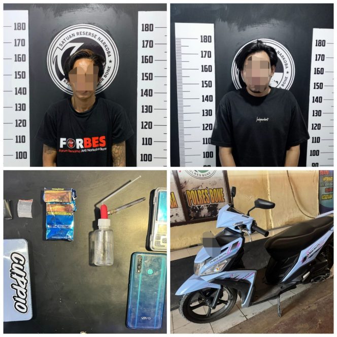 
 Satresnarkoba Polres Bone Ringkus Dua Pelaku Narkotika di Barebbo
