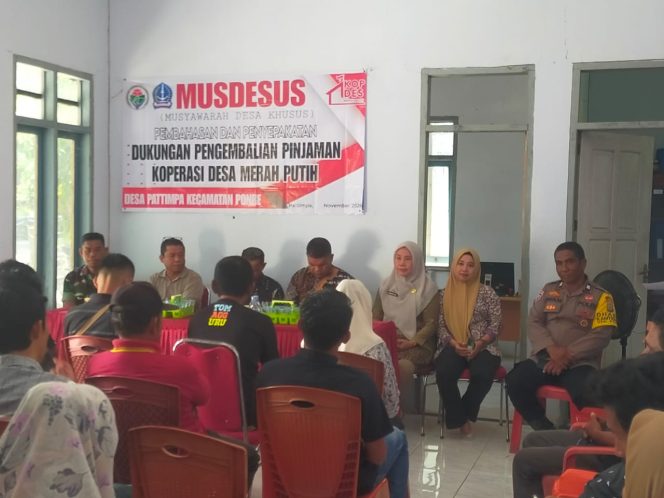
 Pelaksanaan Musyawarah desa khusus didesa Pattimpa, dihadiri oleh bhabinkamtibmas Polsek Ponre