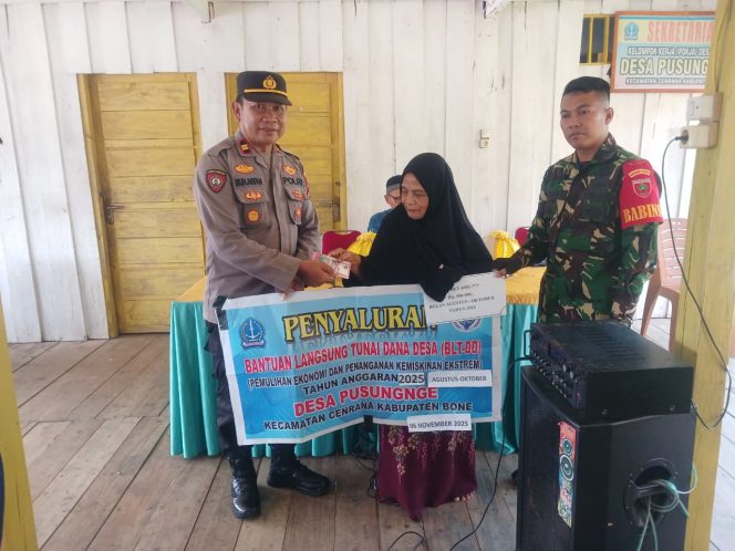 
 ‎Kapolsek Cenrana Hadiri Penyaluran BLT DD Di Desa Pusungnge