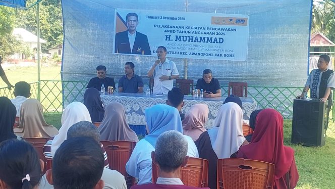 
 Kanit Intelkam Polsek Awangpone Monitoring Kegiatan Pengawasan Dan Reses Fraksi Partai Nasdem Di Desa Matuju 