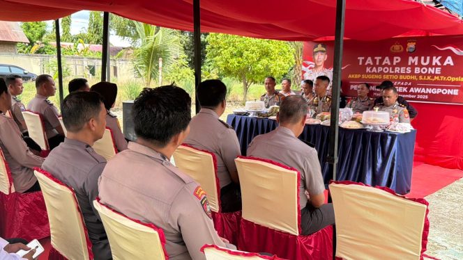 
 Tatap Muka Dan Arahan Kapolres Bone Kepada Personel Polsek Awangpone