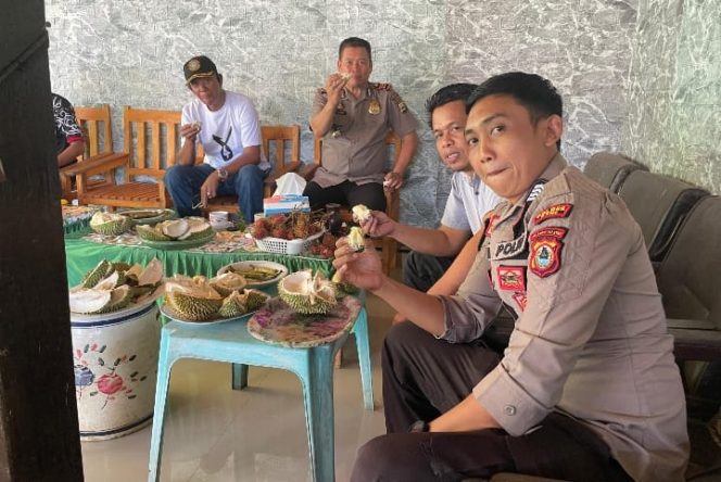 
 Sambang ke Rumah Warga, Kapolsek Sibulue Disuguhi Buah Durian