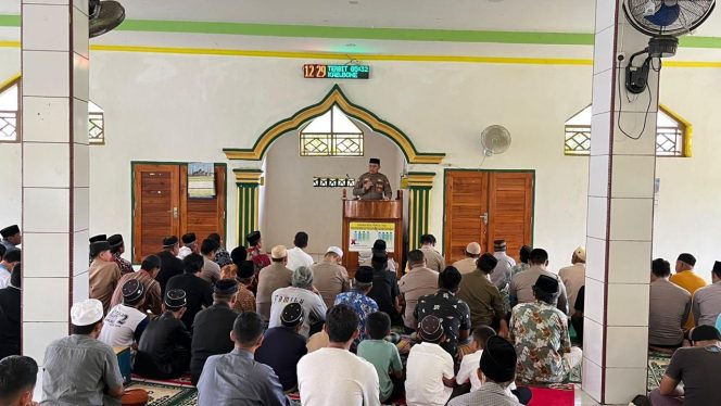 
 Kapolsek Ipda Lukman S.H. Sosialisasi Kamtibmas di Masjid Desa Gaya Baru
