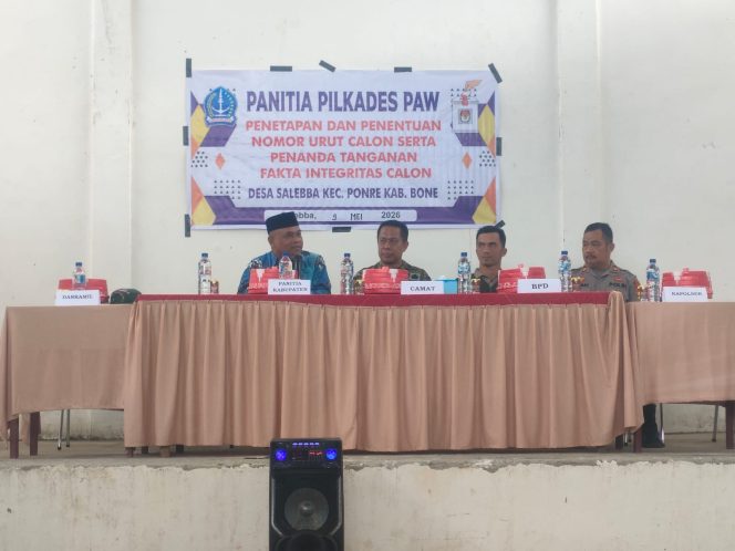 
 Pengundian nomor urut calon kepala desa PAW desa salebba, dihadiri oleh Kapolsek Ponre