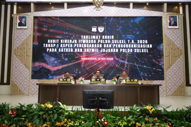 
 Taklimat Akhir Audit Kinerja Itwasda Polda Sulsel Tahap I T.A. 2026, Kapolda Tekankan Perbaikan dan Akuntabilitas Kinerja