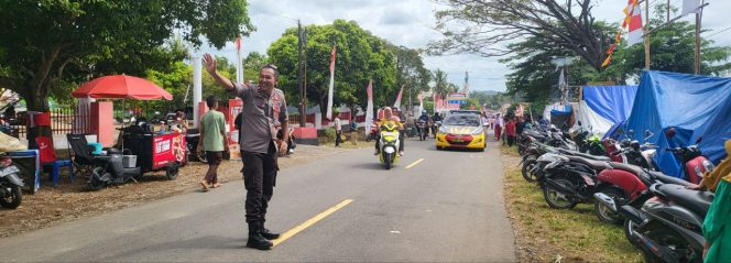 
 Aipda Jamal  Lakukan Pam Jalur  Jaga Situasi Kamtibmas   ,Polsek Tonra , Polres Bone
