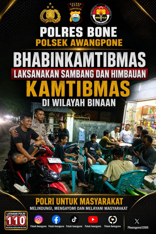 
 Bhabinkamtibmas Polsek Awangpone  Laksanakan Sambang dan Himbauan Kamtibmas di Wilayah Binaan