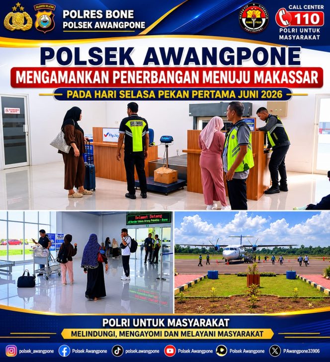 
 Polsek Awangpone Mengamankan Penerbangan Menuju Makassar Pada Hari Selasa Pekan Pertama Juni 2026