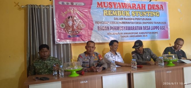 
 Kapolsek Awangpone Hadiri Rembuk Stunting Desa Lappoase Pada Bulan Juni 2026