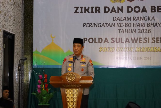 
 Perkuat Spirit Pengabdian, Polda Sulsel Gelar Dzikir dan Doa Bersama Peringati Hari Bhayangkara ke-80