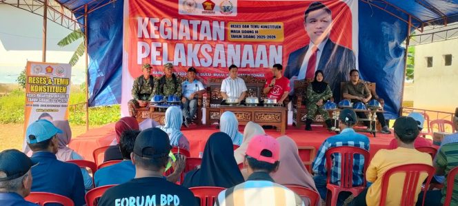
 BHABIN HADIR GIAT RESES DAN TEMU  KONSTITUEN MASA SIDANG  III TAHUN 2026 ANGGOTA  DPRD PROVINSI SULAWESI SELATAN   DR.H.YASIR MAHMUD .SE.MSi  DI WILAYAH KEC. TONRA  KAB. BONE