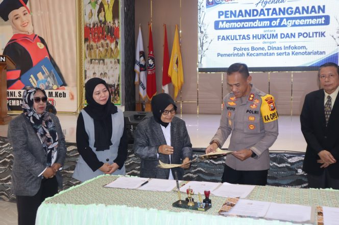 
 Polisi Peduli Pendidikan, Kapolres Bone Teken MoU dengan Universitas Andi Sudirman
